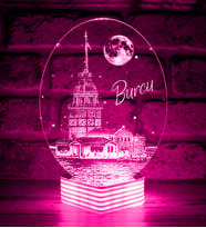 Kişiye Özel, Kız Kulesi 3D Led Lamba (Pembe)