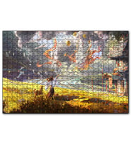 Cakapuzzle Genç Kadın ve Dev Yapraklar Yağlıboya Efekt  Puzzle Yapboz MDF (Ahşap) (255 Parça)