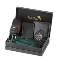 Polo Air Erkek Kol Saati Cüzdan Kemer Kartlık Klasik Kombin PL-0851E (Siyah)