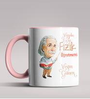 Kişiye Özel 100 Yılın En İyi Fizik Öğretmeni Temalı Siyah Kupa  (Pembe)