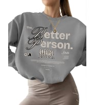 kalın Bej kadın erkek 3 iplik şardonlu bisiklet yaka Sweatshirt Daha i·yi i·nsan Baskılı unisex (Gri)