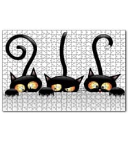 Cakapuzzle Komik Üç Kedi Görseli  Puzzle Yapboz MDF (Ahşap) (500 Parça)