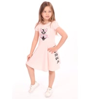 Toontoy Kız Çocuk Bisiklet Yaka Zebra Baskılı Elbise (Pudra)