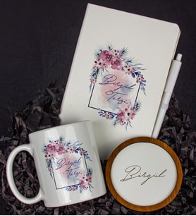 Kişiye Özel Defter Kalem Kupa Ve Bardak Altlığı Hediye Seti 103809 (Model 3)