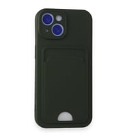 IPHONE 14 UYUMLU KELVİN KARTVİZİTLİ SİLİKON TELEFON KILIF (Haki)