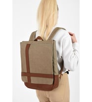 Kadın Sırt Çantası 35*22 Cm Kanvas Kumaş Laptop Bölmeli Business Sırt Çantası Okul Çantası Mega Bag (Krem)