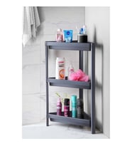 3 Katlı Üçgen Köşe Rafı - Plastik - Banyo, Mutfak, Balkon, Kiler Düzenleyici Raf (Antrasit)
