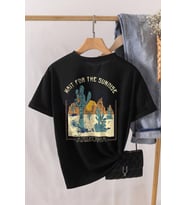Unisex Arizona Baskılı Oversize Tshirt (Siyah)