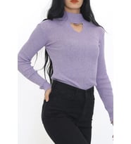 Zhlbutik Yarım Balıkçı Dekolteli Body Bluz (Lila)