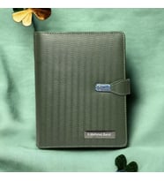 Çizgili Organizer Termo Deri Hesap Makineli - Mekanizmalı Tarihsiz Defter - Kişiye Özel Isimli (Yeşil)