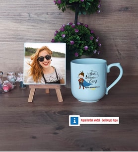 Kadın Öğretmene Hediye Fotoğraflı Dekoratif Taş, Kupa Bardak Beyaz Hediye (Model 5)