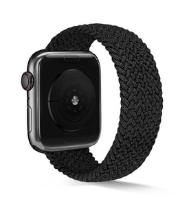 Apple Watch 44mm KRD-38 Hasır Örgü Dizayn Large Kordon (Siyah)