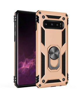 Microsonic Samsung Galaxy S10 Kılıf Military Ring Holder (Gold)