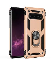 Microsonic Samsung Galaxy S10 Kılıf Military Ring Holder (Gold)