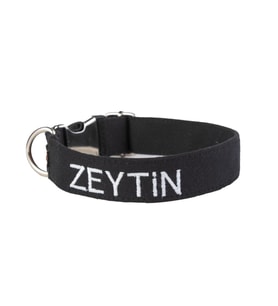 Kişiye Özel Köpek Boyun Tasması İsme Özel Köpek Tasması İsimli Köpek Tasması (Nakışlı) (Siyah)