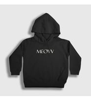 Presmono Unisex Çocuk Beyaz Logo K Pop Kedi Kedili Meovv Kapüşonlu Sweatshirt 491058tt (Siyah)