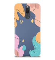 PrintiFy Huawei Mate 10 Lite Uyumlu Lansman Kılıf Karışık Renkler Tasarımlı İçi Kadife  Kapak (Petrol Mavisi)