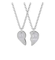 Kişiye Özel 925 Ayar Gümüş 2'li Best Friends Kolye (Gümüş)