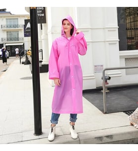 Eva Trend Unisex Siyah Yağmurlık (Pembe)