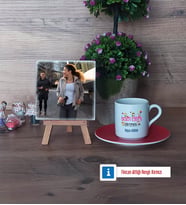 Beden Eğitimi Öğretmeni Fotoğraflı Dekoratif Taş, Ahşap Altlıklı Türk Kahvesi Fincanı Hediye (Model 3)