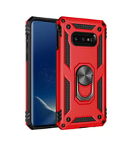 Samsung Galaxy S10E Uyumlu Kılıf Standlı Manyetik Yüzüklü Military Magnetic Ring Polycarbonate and TPU Case (Kırmızı)