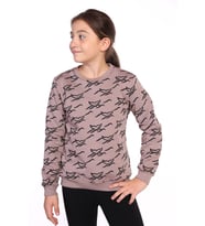 Toontoy Kız Çocuk Komple Balık Kuyruğu Baskılı Sweatshirt (Kahverengi)
