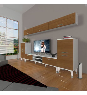 Decoraktiv Eko 9 Slm Dvd Silver Tv Ünitesi Tv Sehpası (Beyaz - Ceviz)