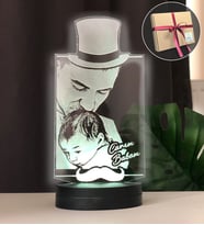 Babalara Özel Resimli 3d Led Gece Lambası (Beyaz)