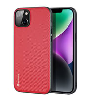Dux Ducis Fino Serisi iPhone 14 Plus 6.7 inç Kılıf Premium Dokuma Silikon Kılıf (Kırmızı)