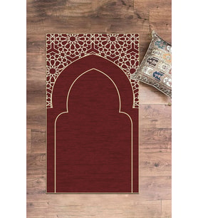 EVDEYA Dijital Baskılı Yıkanabilir Motifli Namazlık Seccade 70x130 cm, SECCADE-15-GRİ, (Kırmızı)