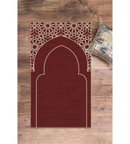 EVDEYA Dijital Baskılı Yıkanabilir Motifli Namazlık Seccade 70x130 cm, SECCADE-15-GRİ, (Kırmızı)