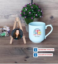 Doğum Günü Hediyesi Kupa Bardak Beyaz ve Fotoğraflı Ahşap Anahtarlık Hediye (Model 5)
