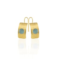 Kadir Jewellery 22 Ayar Altın Kaplama Kadın Minimal Küpe -El İşçiliği Ve Hipoalerjenik Küpe (Açık Mavi)