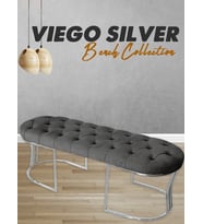 VİEGO SILVER -Kapitoneli Model Puf&Bench&Koltuk-Oturak-Uzun Makyaj Puff-Yatak Odası Ucu&Önü (Gri)