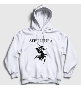 Presmono Unisex Beyaz Logo Sepultura Kapüşonlu Sweatshirt 173100tt (Beyaz)
