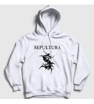 Presmono Unisex Beyaz Logo Sepultura Kapüşonlu Sweatshirt 173100tt (Beyaz)