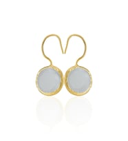 Kadir Jewellery 22 Ayar Altın Kaplama Kadın Taşlı Küpe -El İşçiliği Ve Hipoalerjenik Küpe -E01 (Gri)