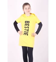 Toontoy Kız Çocuk Bestie Baskılı Kapşonlu Elbise (Sarı)