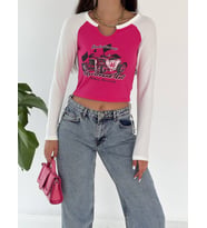Noa Noa Reglan Kol Crop (Pembe)