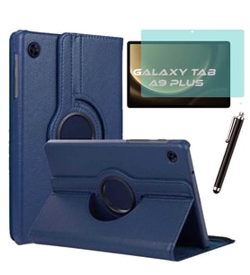 Samsung Galaxy Tab A9 Plus Kılıf Ekran Koruyucu Kalem Set (Lacivert)