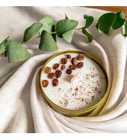 El Yapımı Kahve Kokulu Soya Mumu - Aromaterapi Ahşap Fitilli Mum (Gold)