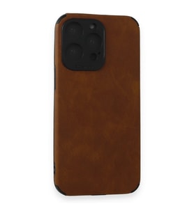 IPHONE 15 PRO UYUMLU LOOP DERİ SİLİKON KILIF (Kahverengi)