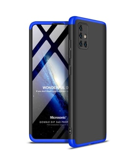 Microsonic Samsung Galaxy A51 Kılıf Double Dip 360 Protective (Siyah-Mavi)
