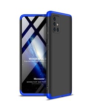 Microsonic Samsung Galaxy A51 Kılıf Double Dip 360 Protective (Siyah-Mavi)