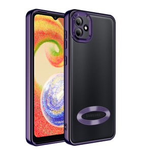 Galaxy A04 Kılıf Kamera Korumalı Logo Gösteren Zore Omega Kılıf (Mor)