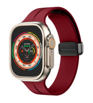 Apple Watch 49mm Ultra Seri Uyumlu Coastal Manyetik Tokalı Silikon Kordon (Mürdüm)
