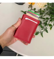 Modica® Laura - Vegan Deri RFID Korumalı Otomatik Pop-Up Mekanizmalı   (Kırmızı)
