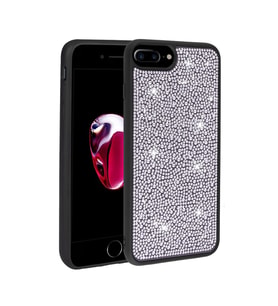 Apple iPhone 7 Plus Kılıf Parlak Taşlı Tasarım Zore Ston Kılıf (Siyah)