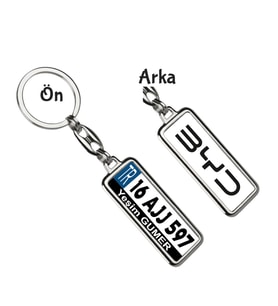 Kişiye Özel BYD Siyah Logo Tema Plaka Anahtarlık (Gümüş)
