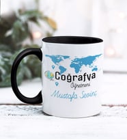 Coğrafya Öğretmeni Tasarımlı Kişiye Özel Kupa Bardak (Siyah)